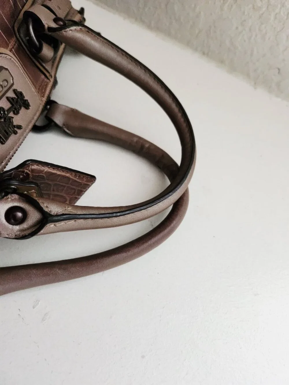 Coach Euc Madison Sophia Croc Brown Leather Shoulder Bag Purse